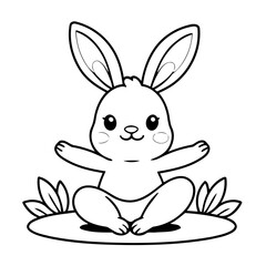 Simple vector illustration of Bunny drawing for toddlers coloring activity
