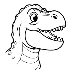Vector illustration of a cute TRex doodle for kids colouring page