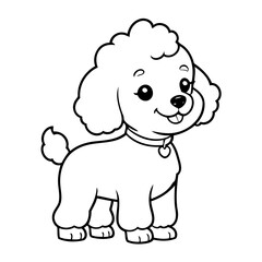 Cute vector illustration poodle doodle colouring activity for kids