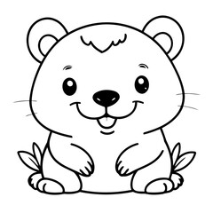 Simple vector illustration of Beaver doodle for toddlers worksheet