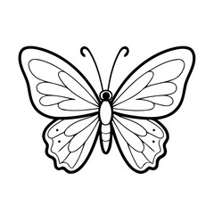 Vector illustration of a cute butterfly drawing for toddlers coloring activity