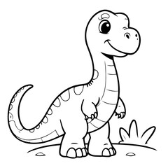 Cute vector illustration Dino colouring page for kids