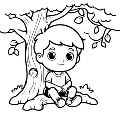 Simple vector illustration of Boy for kids coloring page