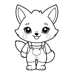 Vector illustration of a cute Fox drawing for children page