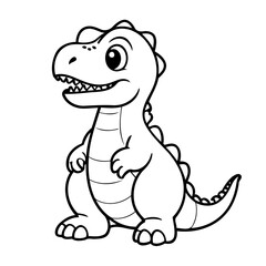 Cute vector illustration TRex drawing for toddlers coloring activity