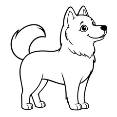 Cute vector illustration Husky doodle black and white for kids page