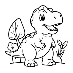 Cute vector illustration TRex doodle for toddlers coloring activity