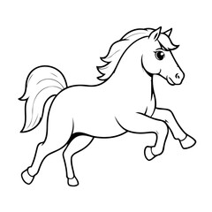 Vector illustration of a cute Horse doodle colouring activity for kids
