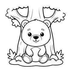Cute vector illustration Bear drawing for kids colouring page