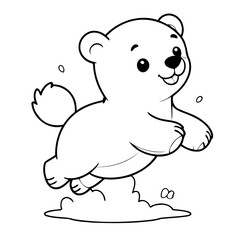 Vector illustration of a cute Polarbear doodle for kids colouring page