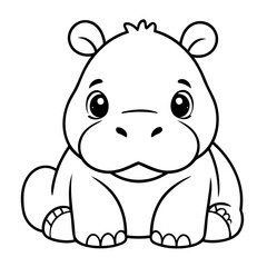 Simple vector illustration of Hippo outline for colouring page