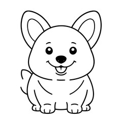 Cute vector illustration WelshCorgi hand drawn for kids coloring page