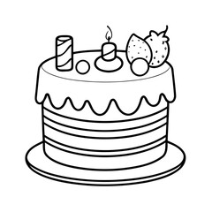 Vector illustration of a cute Cake drawing for children page