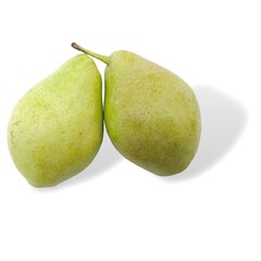 Top view of delicious pears, isolated on white background.