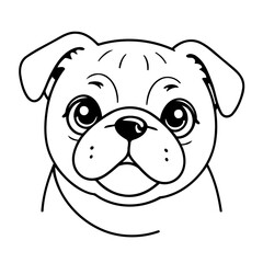 Cute vector illustration Pug doodle for kids colouring page