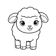 Simple vector illustration of Sheep hand drawn for kids page