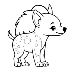 Vector illustration of a cute Hyena drawing colouring activity
