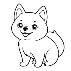 Simple vector illustration of Pomsky for kids colouring worksheet