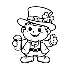 Cute vector illustration StPatricks doodle for kids colouring page