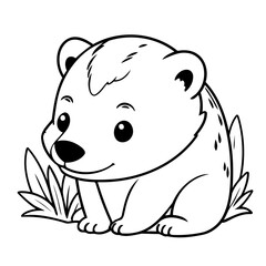 Vector illustration of a cute Badger doodle for toddlers worksheet