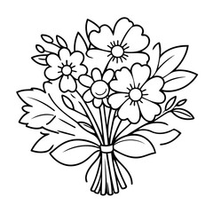 Cute vector illustration Bouquet doodle for toddlers colouring page