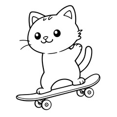 Simple vector illustration of Cat drawing for kids colouring activity