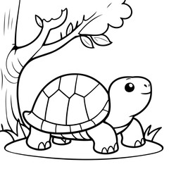 Vector illustration of a cute Turtle drawing for kids page