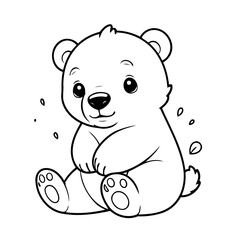 Vector illustration of a cute polarbear doodle for toddlers worksheet