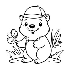 Cute vector illustration Beaver doodle for children worksheet