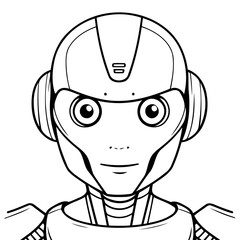 Cute vector illustration Robot drawing for colouring page