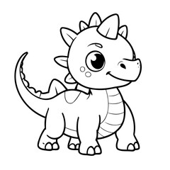 Cute vector illustration Dino drawing for colouring page
