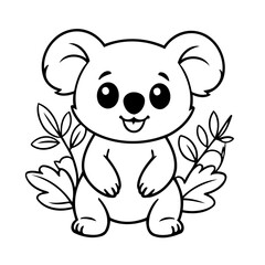 Cute vector illustration Koala drawing for toddlers colouring page