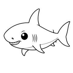 Vector illustration of a cute Shark drawing for kids colouring activity