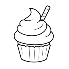 Cute vector illustration cupcake drawing for children page