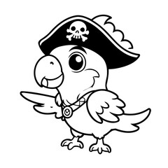 Vector illustration of a cute pirateparrot doodle colouring activity for kids