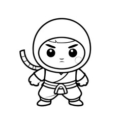 Vector illustration of a cute Ninja drawing for toddlers book