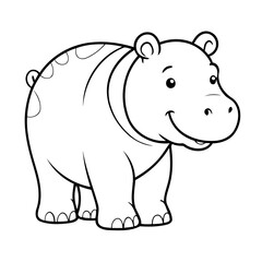 Cute vector illustration hippo drawing for colouring page