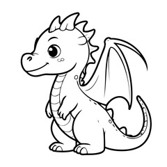 Vector illustration of a cute Dragon drawing for toddlers book