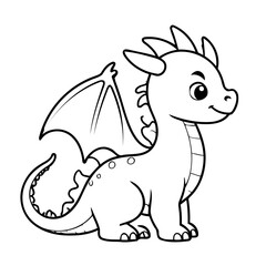 Simple vector illustration of Dragon hand drawn for kids page