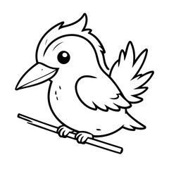 Cute vector illustration Kingfisher doodle for toddlers coloring activity