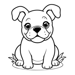 Simple vector illustration of Bulldog for toddlers colouring page
