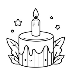 Simple vector illustration of Candle for toddlers colouring page