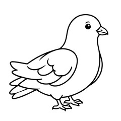Simple vector illustration of pigeon colouring page for kids