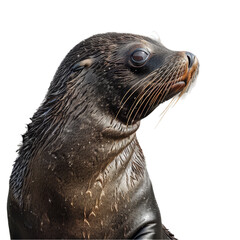 Obraz premium A detailed view of a sea lion against a plain white backdrop, a galapagos fur seal isolated on transparent background