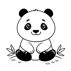 Vector illustration of a cute Panda doodle for kids colouring page