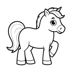 Simple vector illustration of PonyHorse drawing for children page