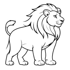 Vector illustration of a cute Lion drawing for colouring page
