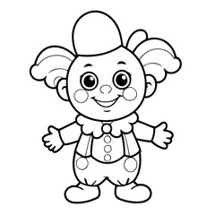 Simple vector illustration of Clown drawing for children page