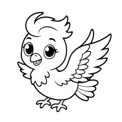 Simple vector illustration of phoenix hand drawn for kids page