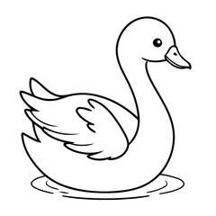 Cute vector illustration Swan hand drawn for kids coloring page